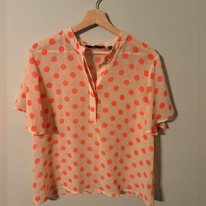 Vero Moda short sleeve polka dotted blouse with split neckline